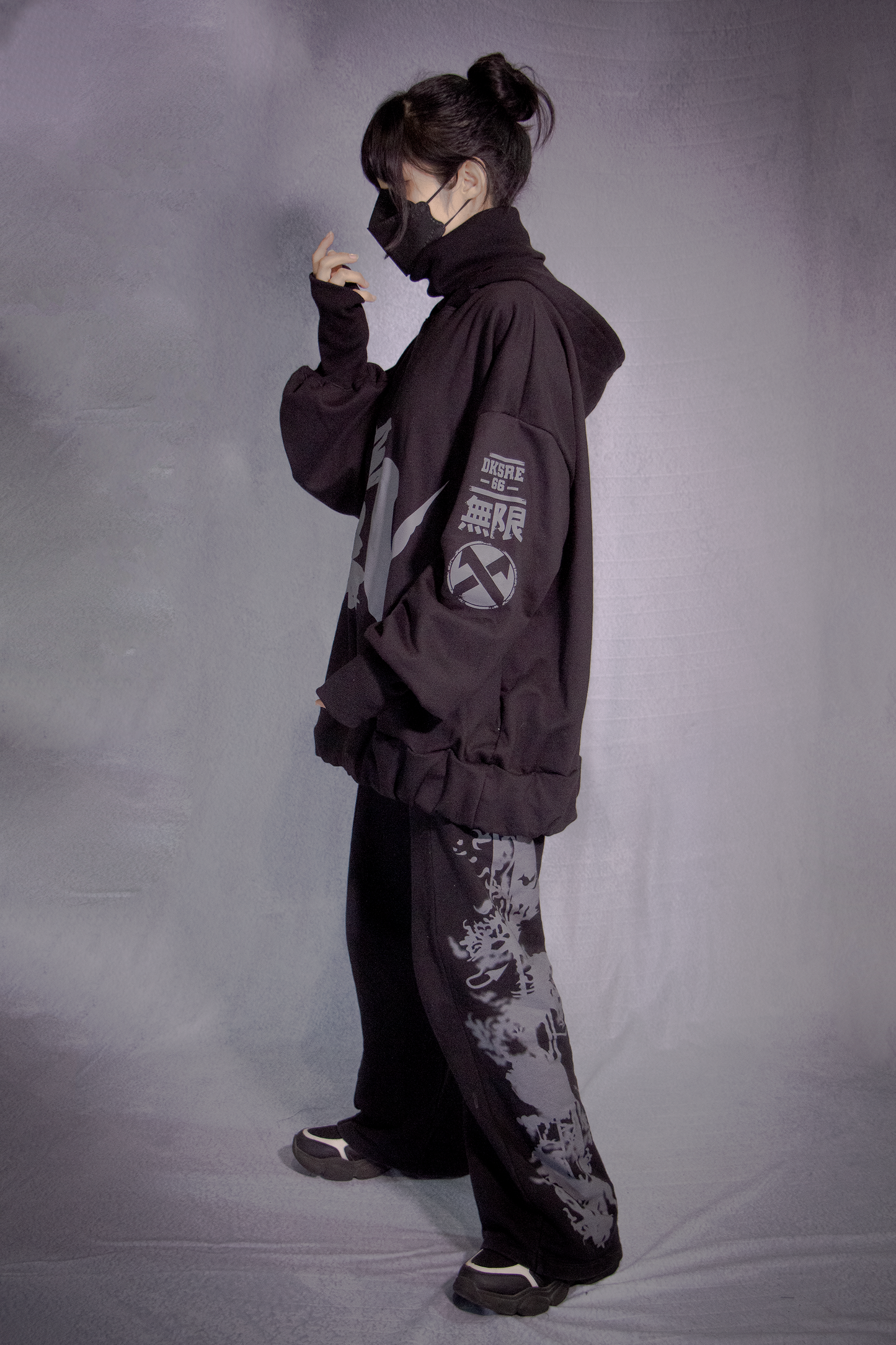 Hoodie Unisex Ying Yang Negro